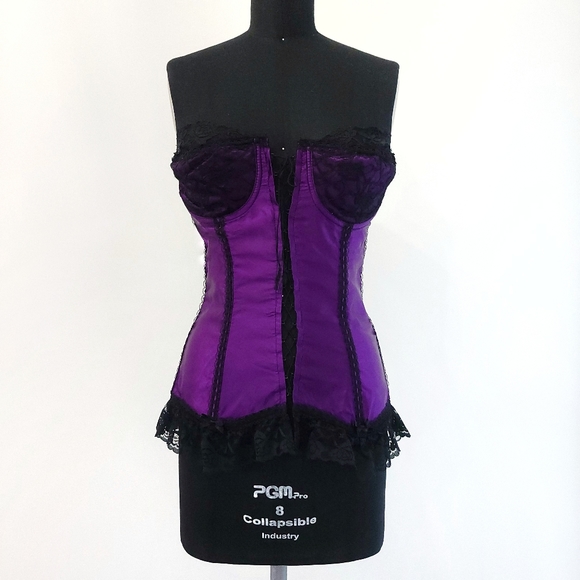 Vintage Witchycore Purple Satin Lace Lingerie Bustier Corset - Picture 1 of 9